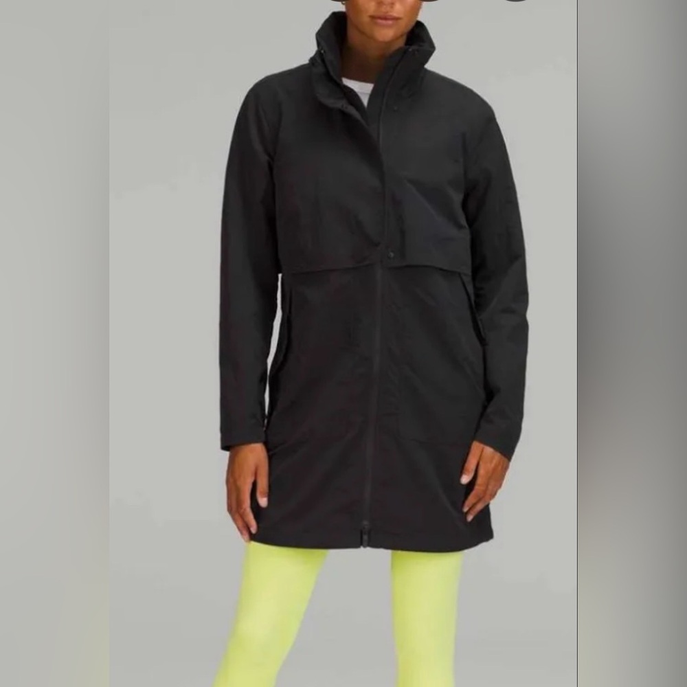 Lululemon Always Effortless Jacket coat LONG rain windbreaker Black size 2